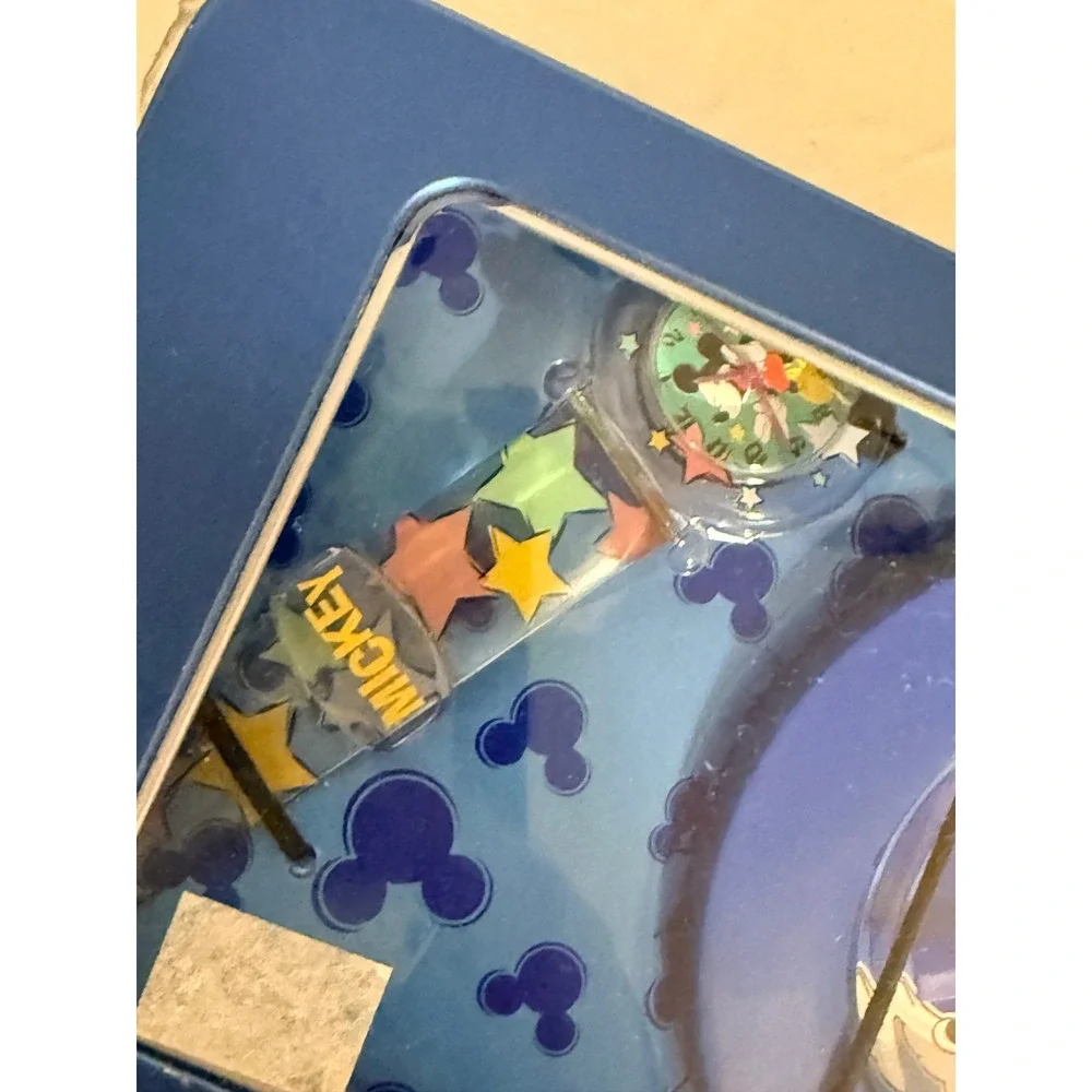 Disney Mickey Mouse Watch and‎ Clock Set in Blue Metal Lunchbox Tin MU0062TC